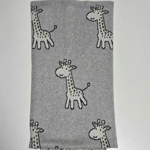Frolics Baby Throw Blanket Cotton Knit Gray Giraffes Security Gray 32 x 38